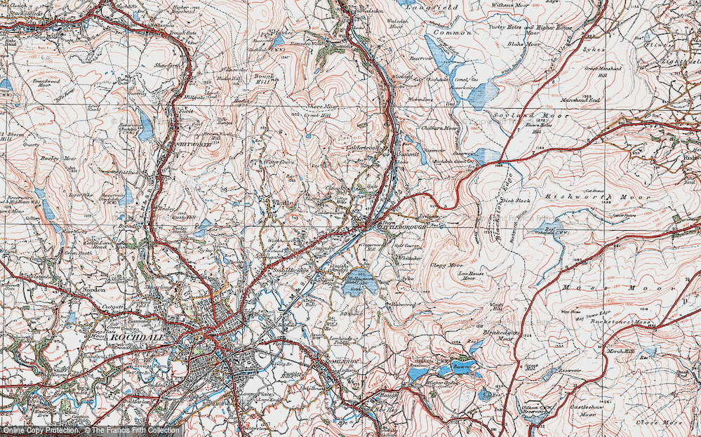 Old Map of Caldermoor, 1925 in 1925