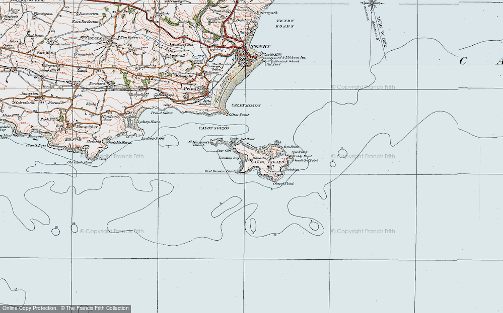 Old Map of Caldey Island, 1922 in 1922