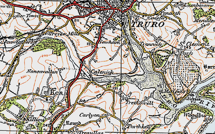 Old map of Calenick in 1919