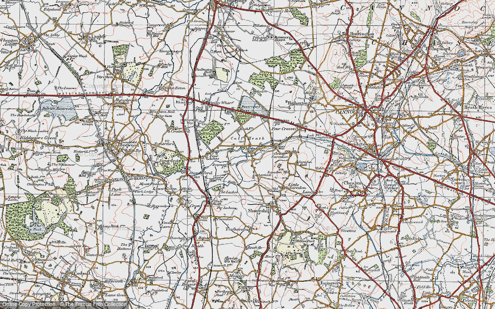 Old Map of Historic Map covering Latherford in 1921