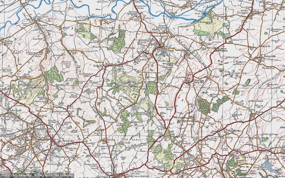 Old Map of Calke, 1921 in 1921