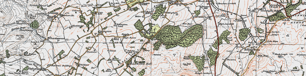Old map of Callaly in 1925