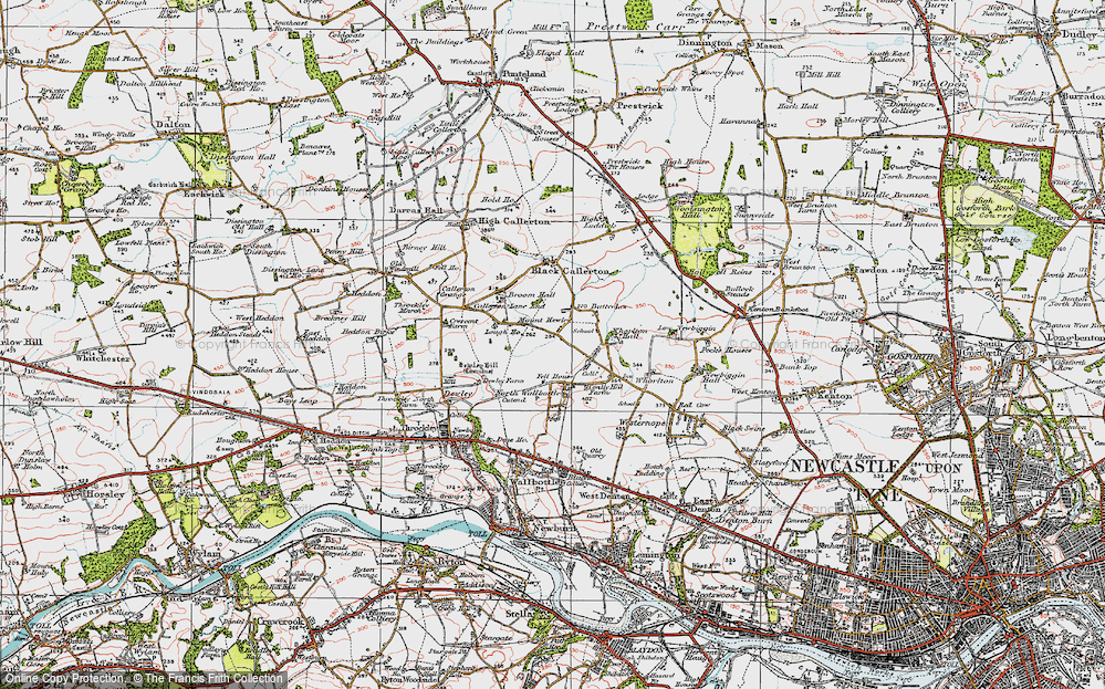 Old Map of Callerton, 1925 in 1925