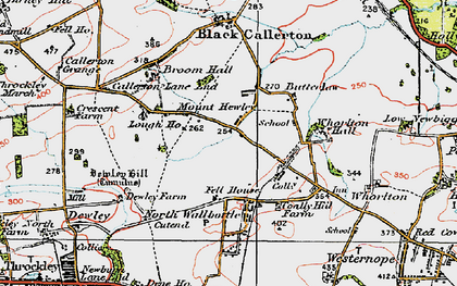 Old map of Whorlton Hall in 1925