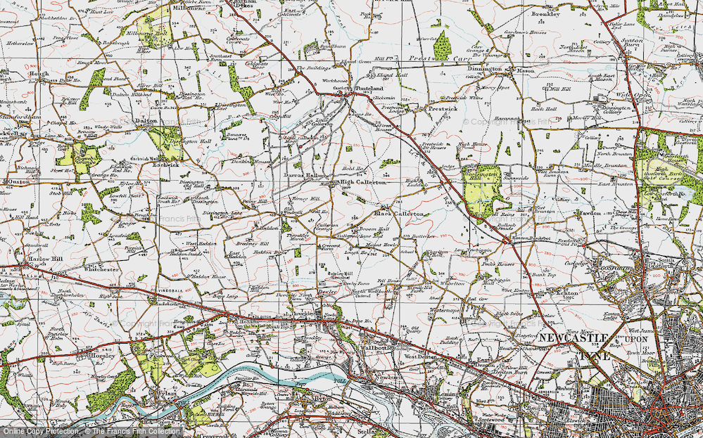Old Map of Callerton Lane End, 1925 in 1925