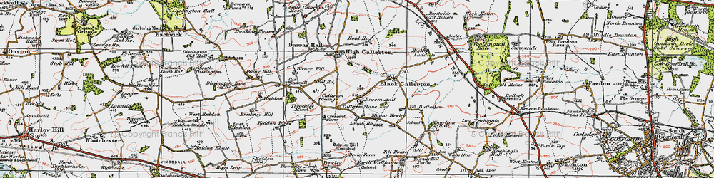 Old map of Callerton Lane End in 1925