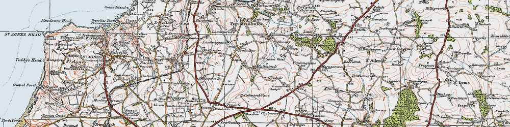 Old map of Callestick in 1919