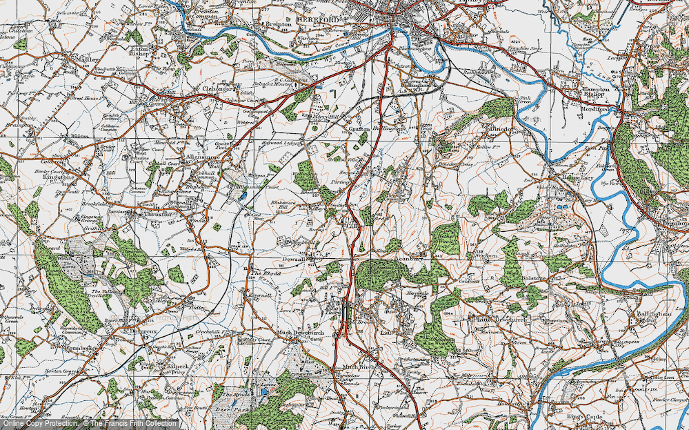 Old Map of Historic Map covering Aconbury in 1920