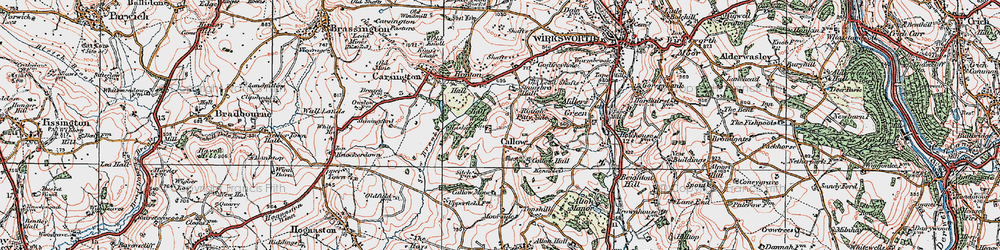 Old map of Callow in 1921