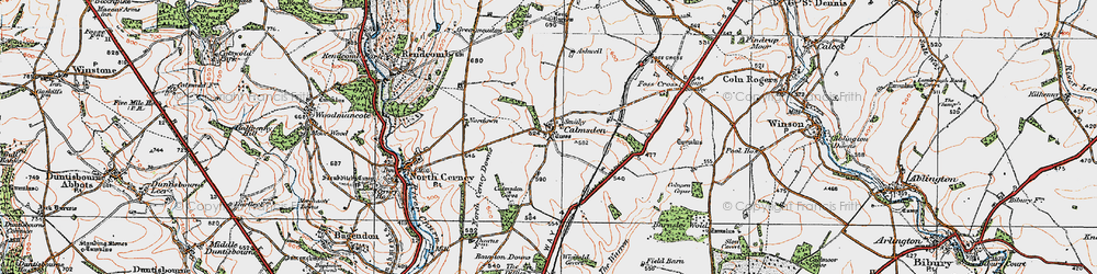 Old map of Ampney Downs in 1919