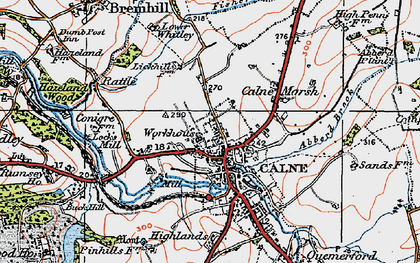 Old map of Calne in 1919