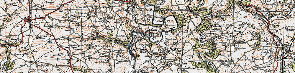 Old map of Calstock in 1919