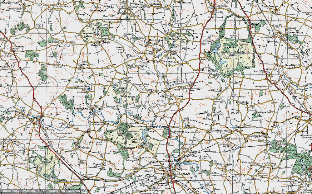 Old Map of Calthorpe, 1922 in 1922