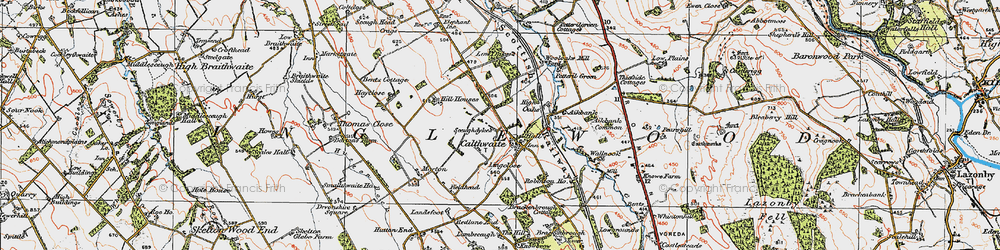 Old map of Wool Oaks Mill in 1925