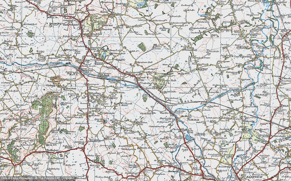 Old Map of Calveley, 1923 in 1923