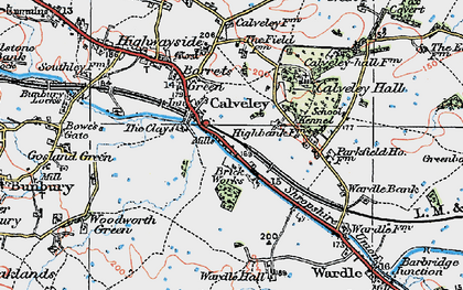 Old map of Calveley in 1923
