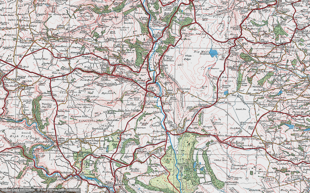 Old Map of Calver, 1923 in 1923