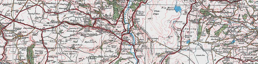 Old map of Calver Sough in 1923