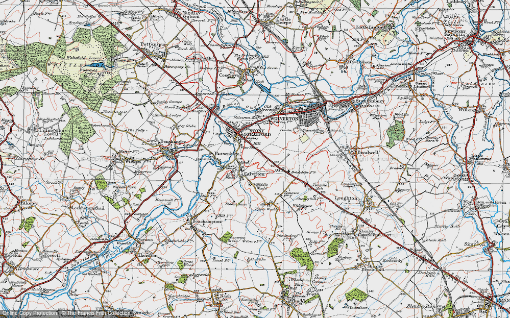Old Map of Historic Map covering Kiln Farm in 1919