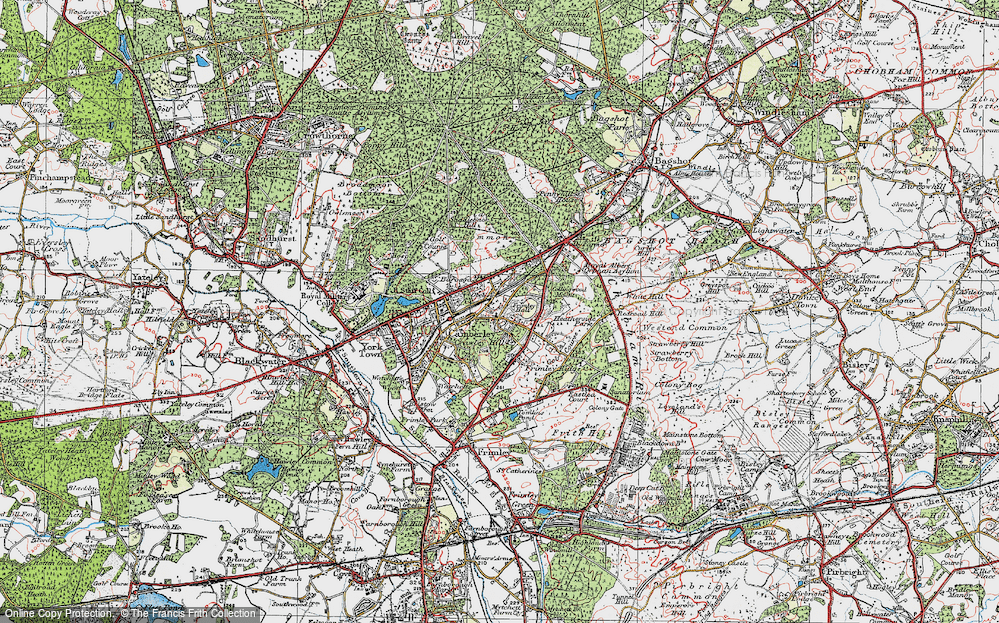 Old Map of Historic Map covering Wishmoor Cross in 1919