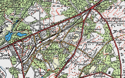 Old map of Camberley in 1919