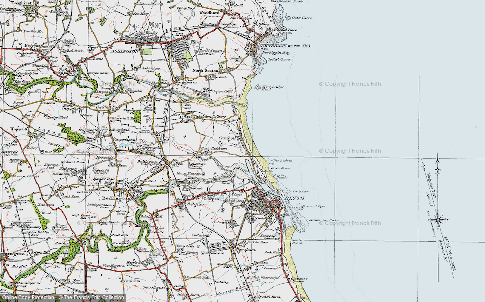 Old Map of Cambois, 1925 in 1925