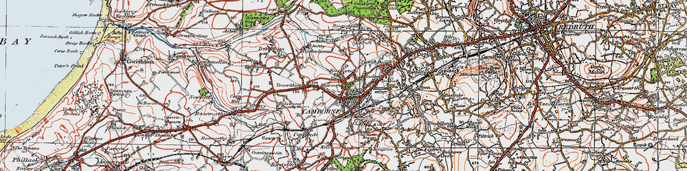 Old map of Camborne in 1919
