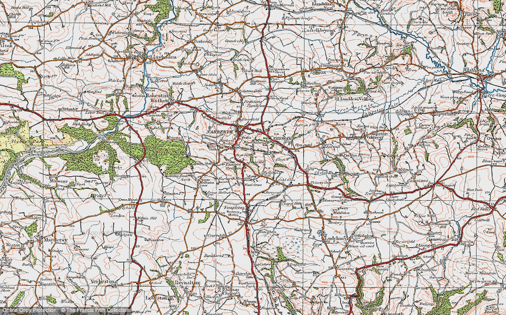 Old Map of Historic Map covering Bryn Hill in 1922