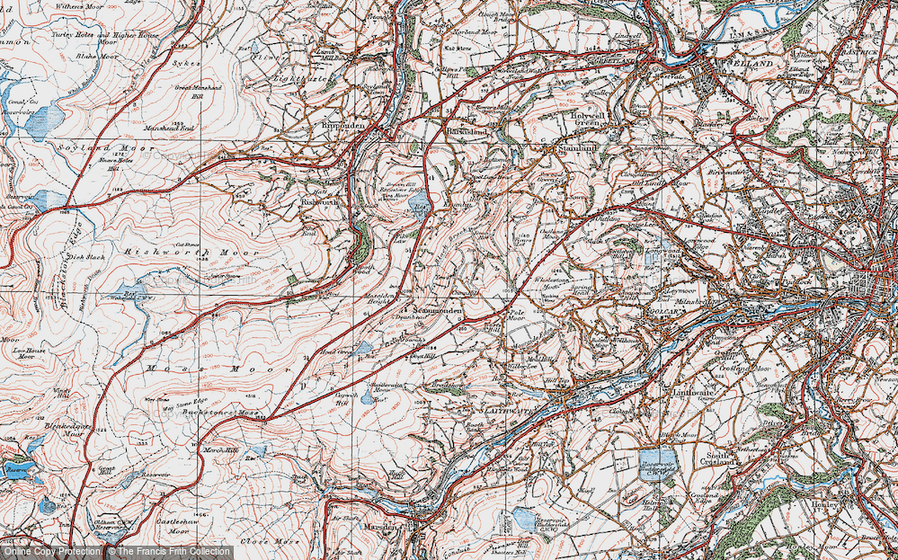 Old Map of Historic Map covering Meg Dike in 1925