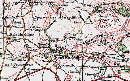Old map of Abney Moor in 1923