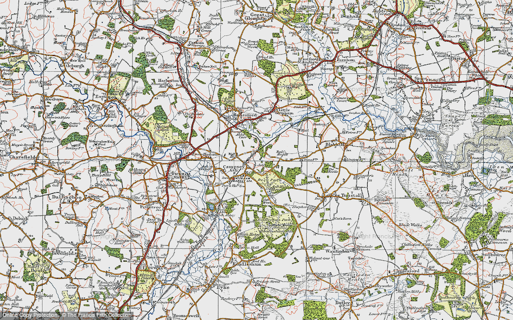 Old Map of Campsea Ashe, 1921 in 1921
