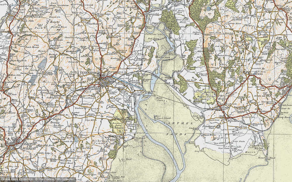 Old Map of Historic Map covering Barker Scar in 1925