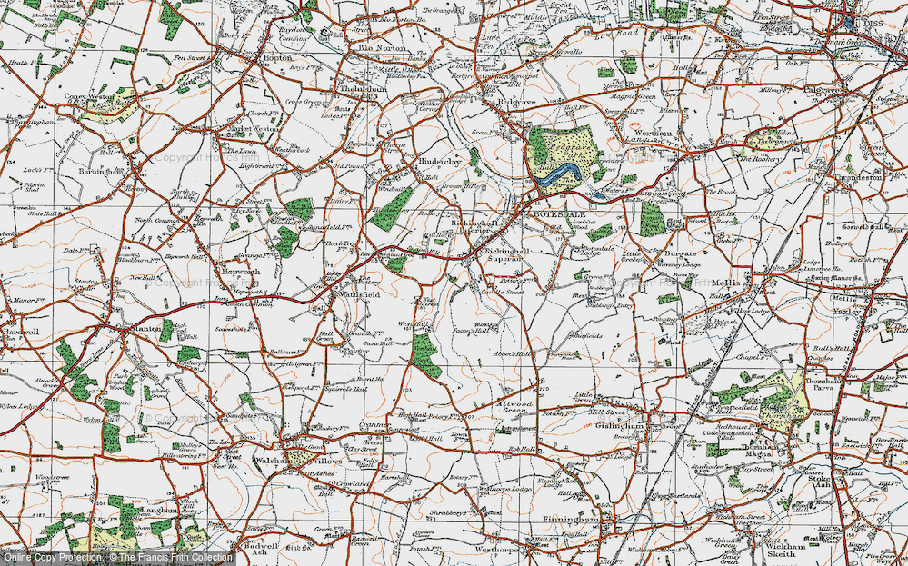 Old Map of Historic Map covering Westhall Wood in 1920