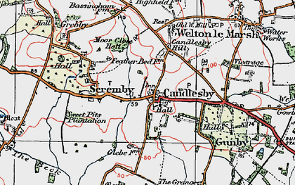 Old map of Candlesby in 1923