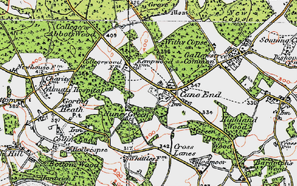 Old map of Cane End in 1919