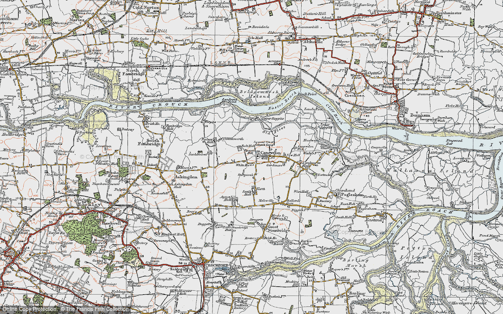 Old Map of Historic Map covering Bridgemarsh Island in 1921
