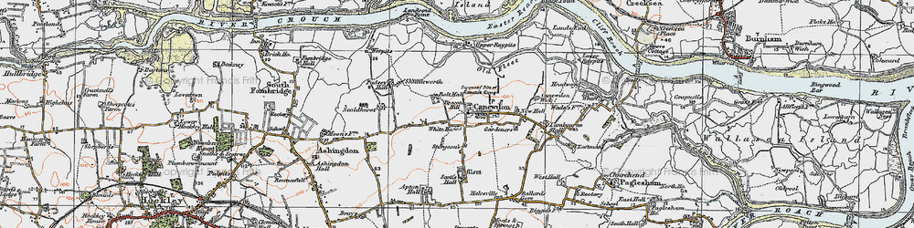 Old map of Canewdon in 1921