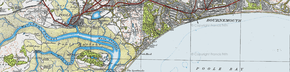 Old map of Canford Cliffs in 1919