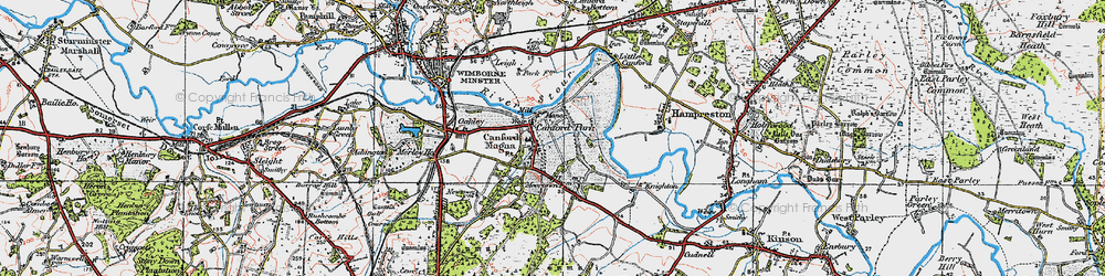 Old map of Canford Magna in 1919