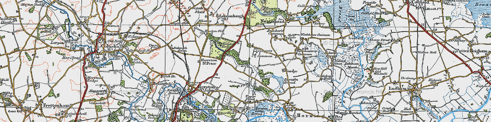 Old map of Burntfen Broad in 1922