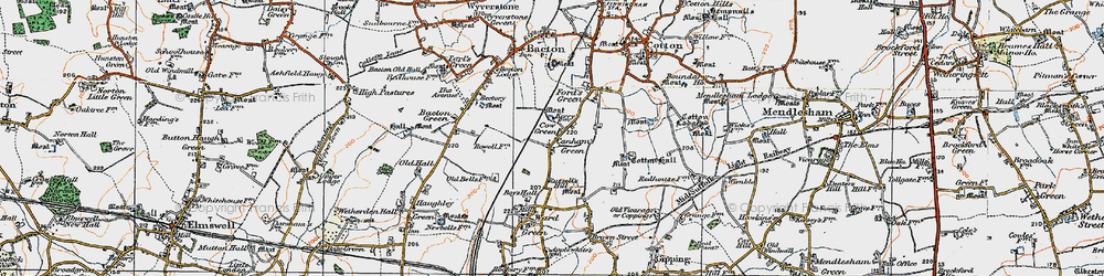 Old map of Canham's Green in 1921