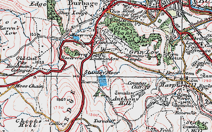 Old map of Axe Edge Moor in 1923