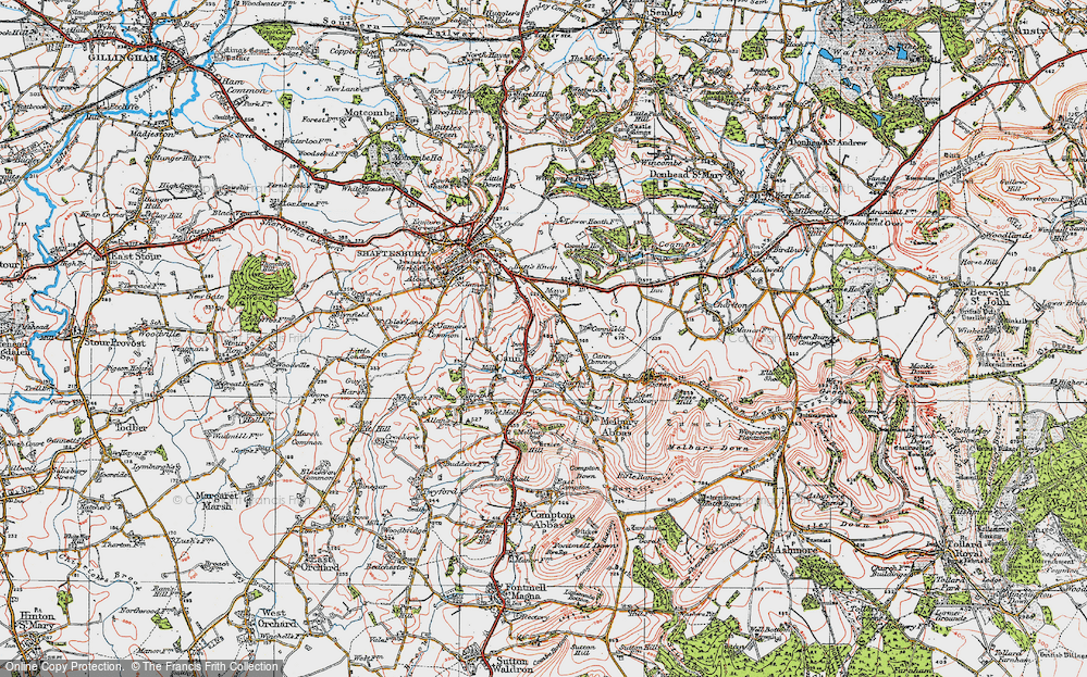 Old Map of Historic Map covering Foot's Hill in 1919