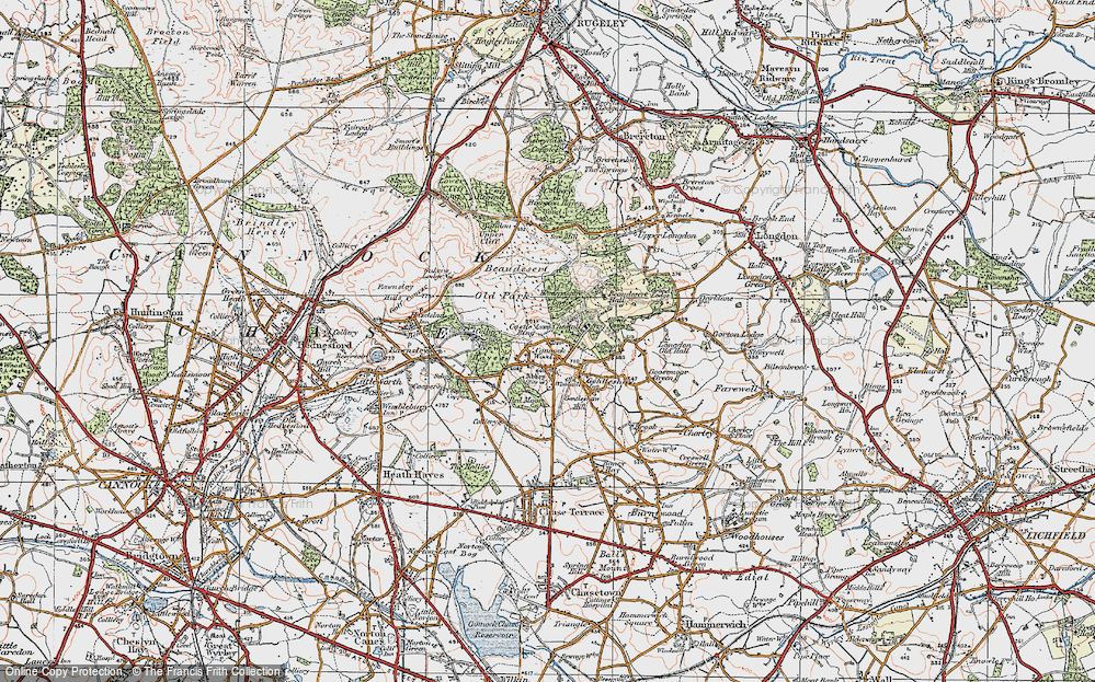 Old Map of Cannock Wood, 1921 in 1921