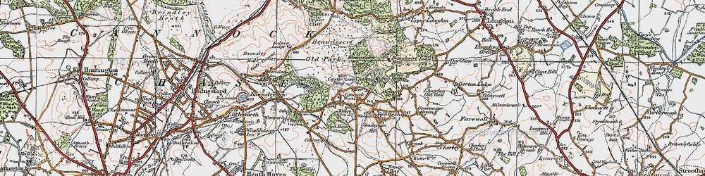 Old map of Cannock Wood in 1921