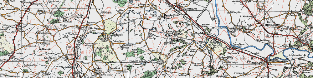 Old map of Cantlop in 1921