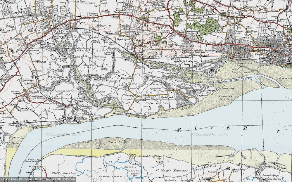 Old Map of Canvey Island, 1921 in 1921