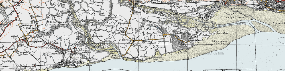 Old map of Canvey Island in 1921