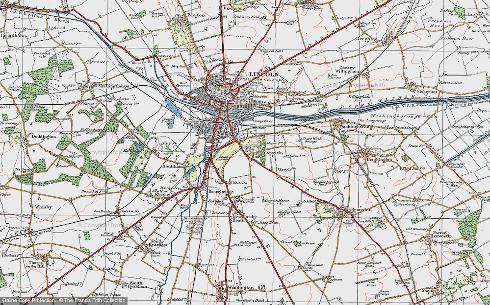 Old Map of Canwick, 1923 in 1923