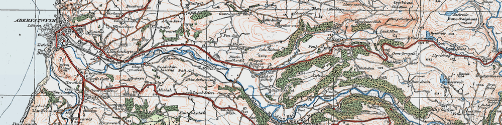 Old map of Capel Bangor in 1922